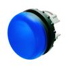 Jelzőlámpa fej kerek kék lapos 1-lámpa króm műanyag-előlapgyűrű 22mm-átmérő IP67 M22-L-B EATON