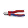 Oldalcsípő fogó 62HRC max.d4/2,8/2mm hosszított vágóél piros-kék normál 160mm KNIPEX